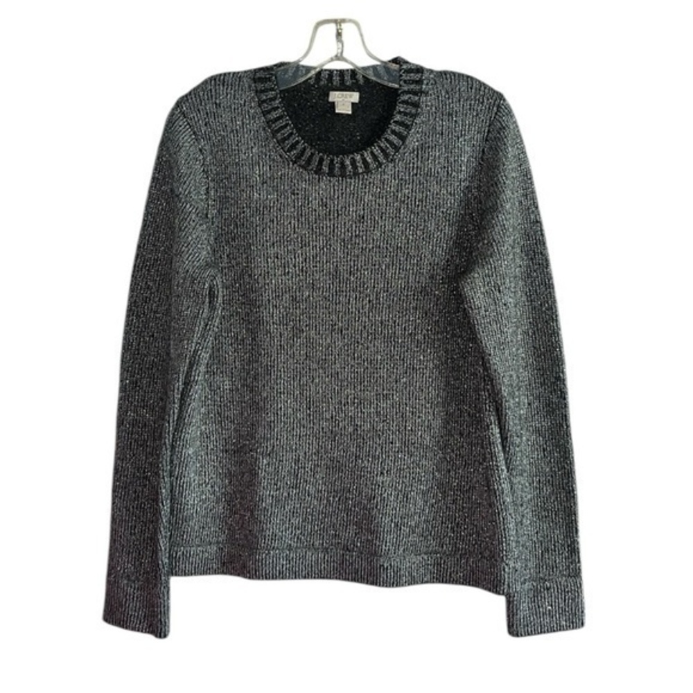J. Crew Gray Lambs Wool Metallic Crew Neck Sweater Size M
